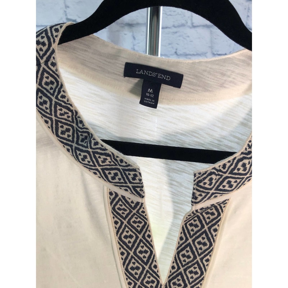 Women's White Land's End Tunic Top Size M 10-12